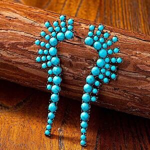 Bohemian Handmade Turquoise Dangle Earrings, Boho , Western, B…